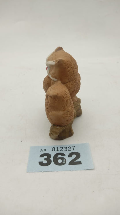 Napco Porcelain Two Owl Figurine Sitting on Branch #314, 3.25" - Made in Japan