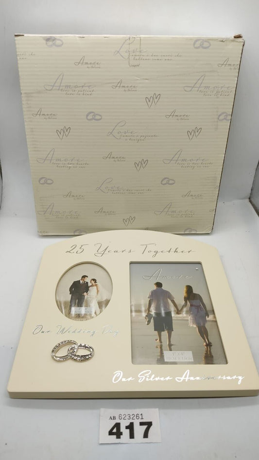 25th Anniversary Silver Wedding Cream Photo Frame - 25 Years Together Amore