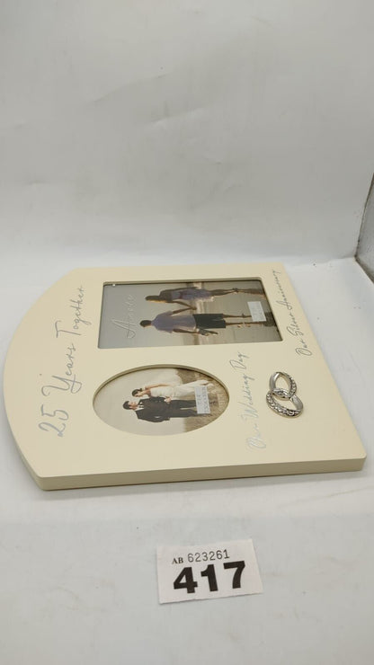 25th Anniversary Silver Wedding Cream Photo Frame - 25 Years Together Amore