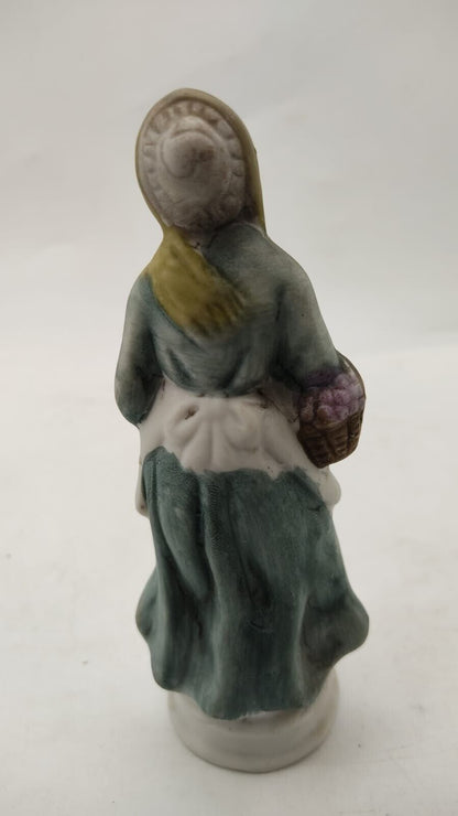 Ceramic Decorative Figurine No #5 Old Woman Standing with Basket - VGC