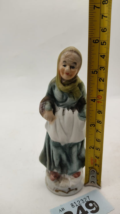 Ceramic Decorative Figurine No #5 Old Woman Standing with Basket - VGC