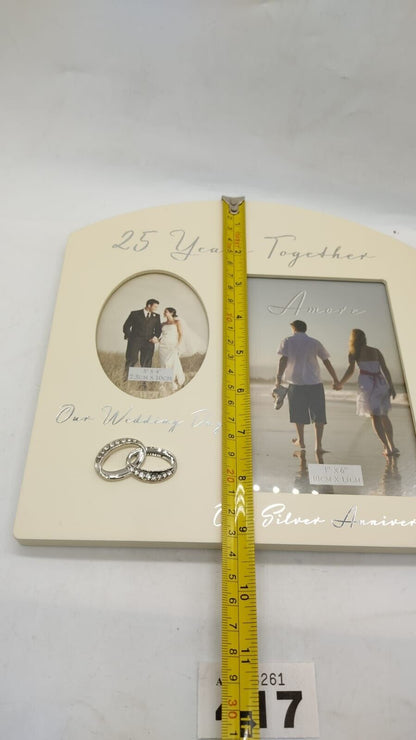 25th Anniversary Silver Wedding Cream Photo Frame - 25 Years Together Amore