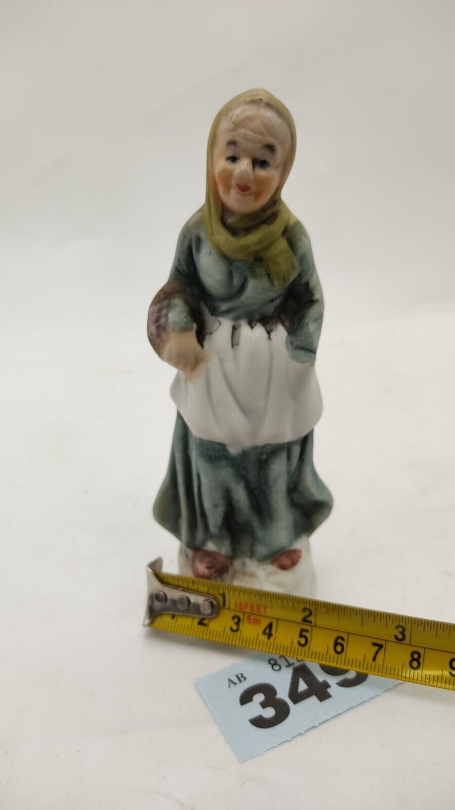 Ceramic Decorative Figurine No #5 Old Woman Standing with Basket - VGC