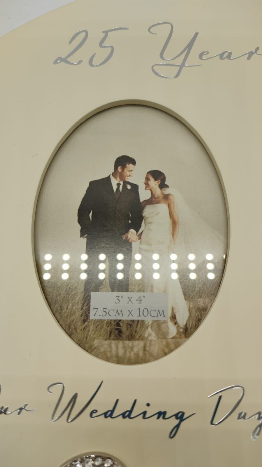 25th Anniversary Silver Wedding Cream Photo Frame - 25 Years Together Amore