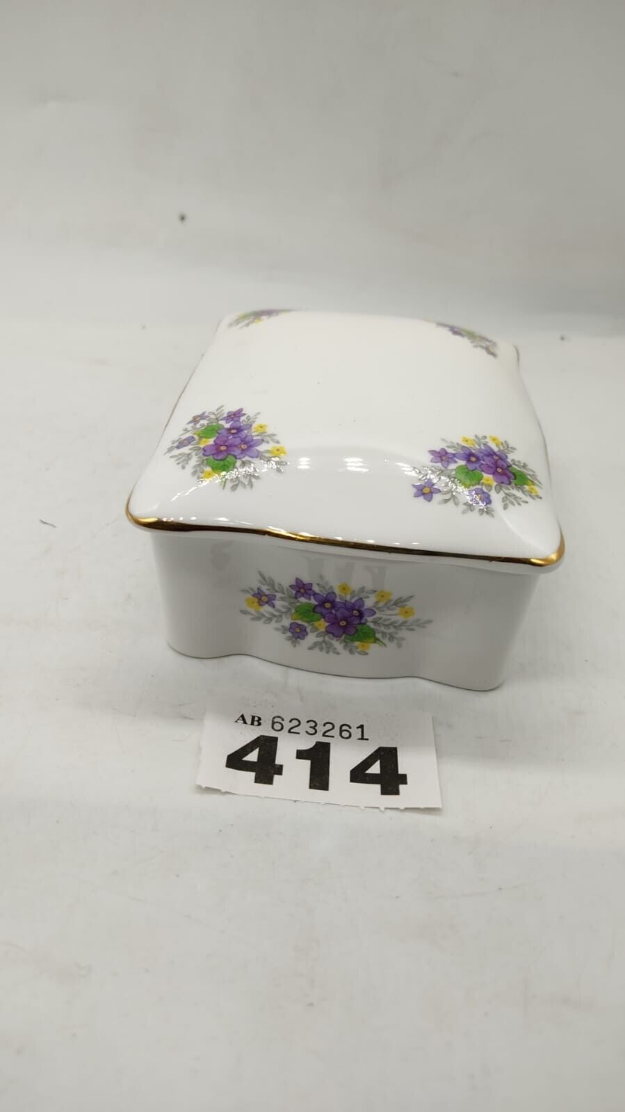 Crown Staffordshire Fine Bone China Trinket Box Florals Made in England, Vintage