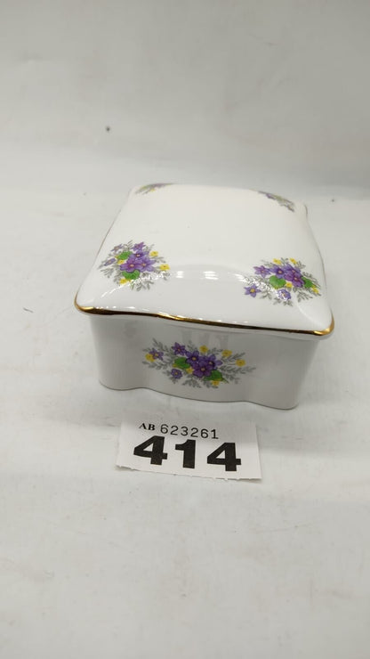 Crown Staffordshire Fine Bone China Trinket Box Florals Made in England, Vintage