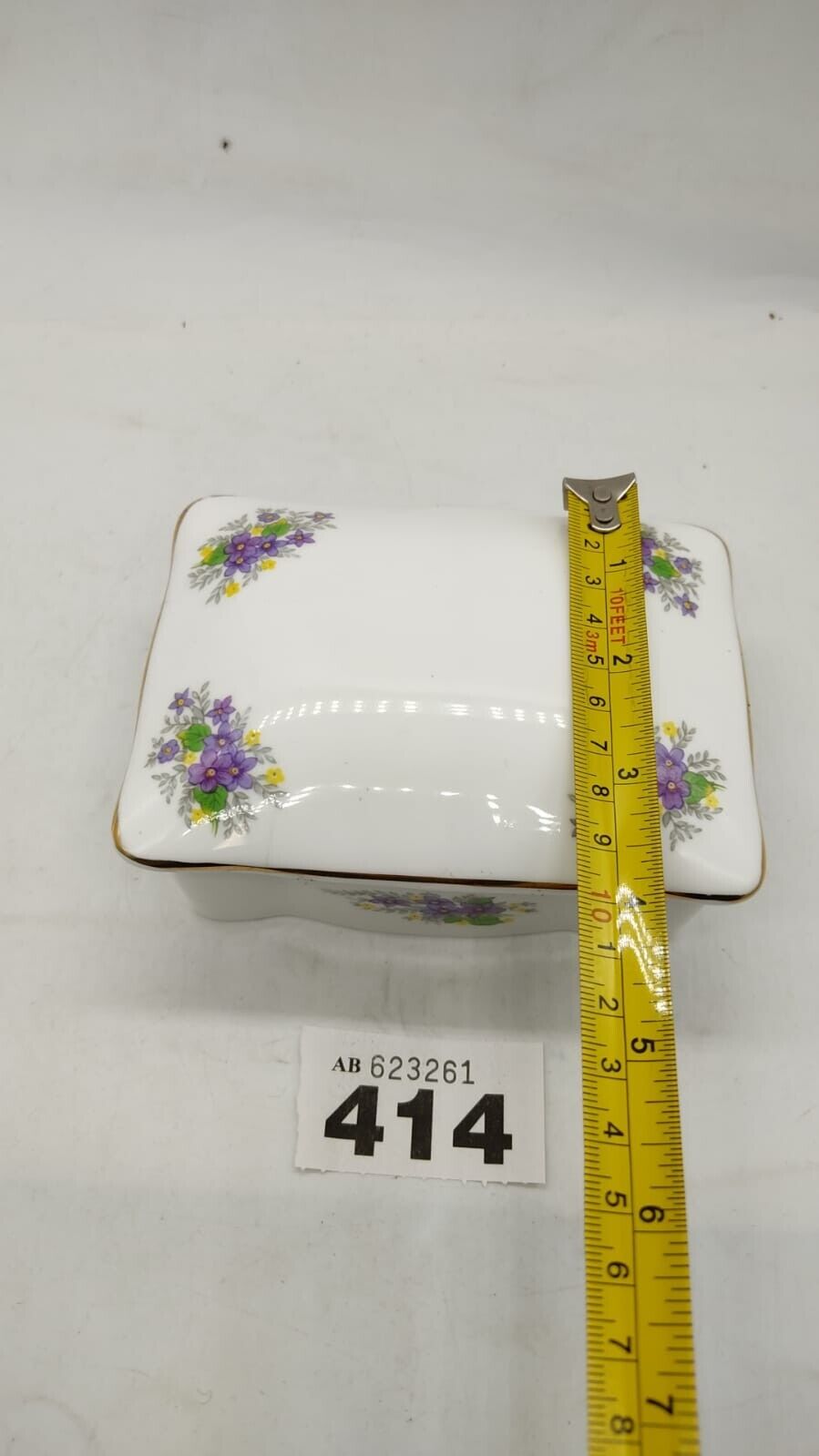 Crown Staffordshire Fine Bone China Trinket Box Florals Made in England, Vintage