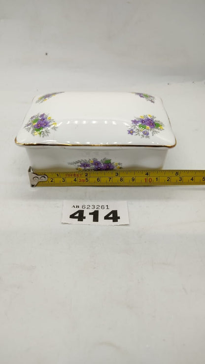 Crown Staffordshire Fine Bone China Trinket Box Florals Made in England, Vintage