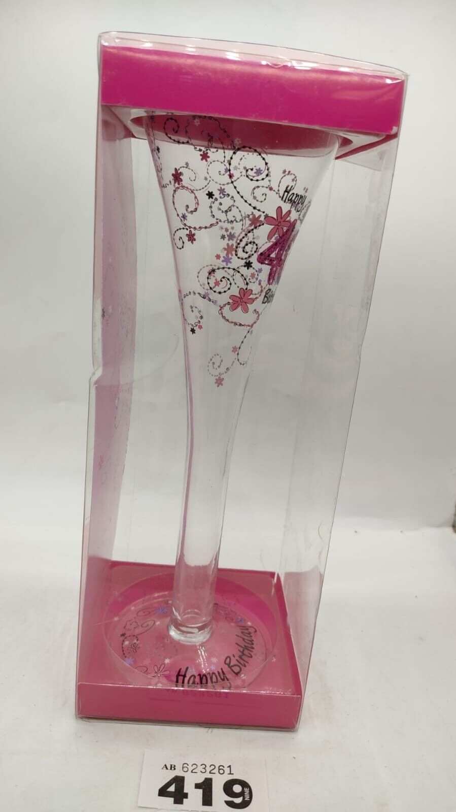 Happy 40th Birthday Celebration Champagne Flute, Glass Gift - New Boxed