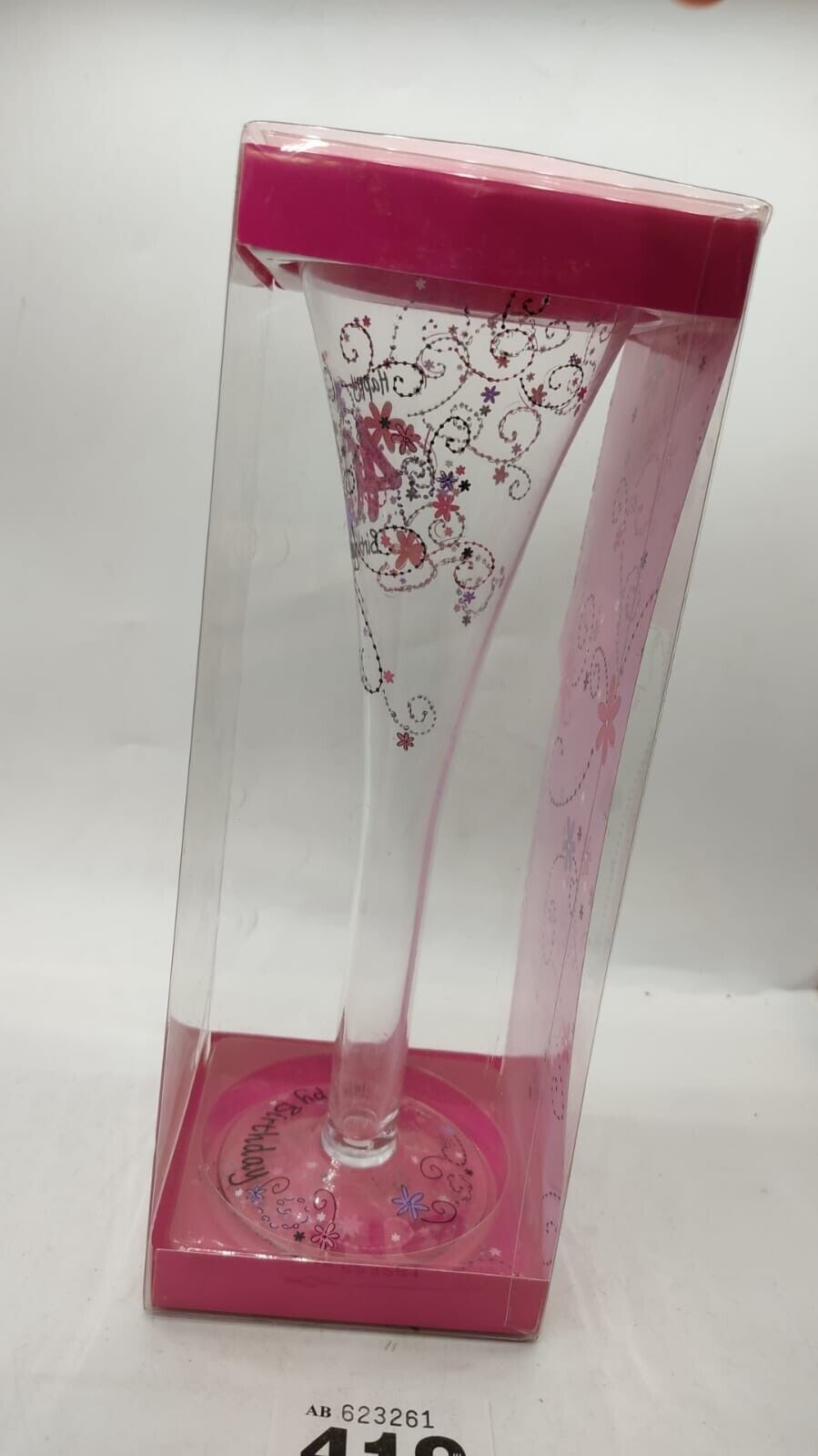 Happy 40th Birthday Celebration Champagne Flute, Glass Gift - New Boxed