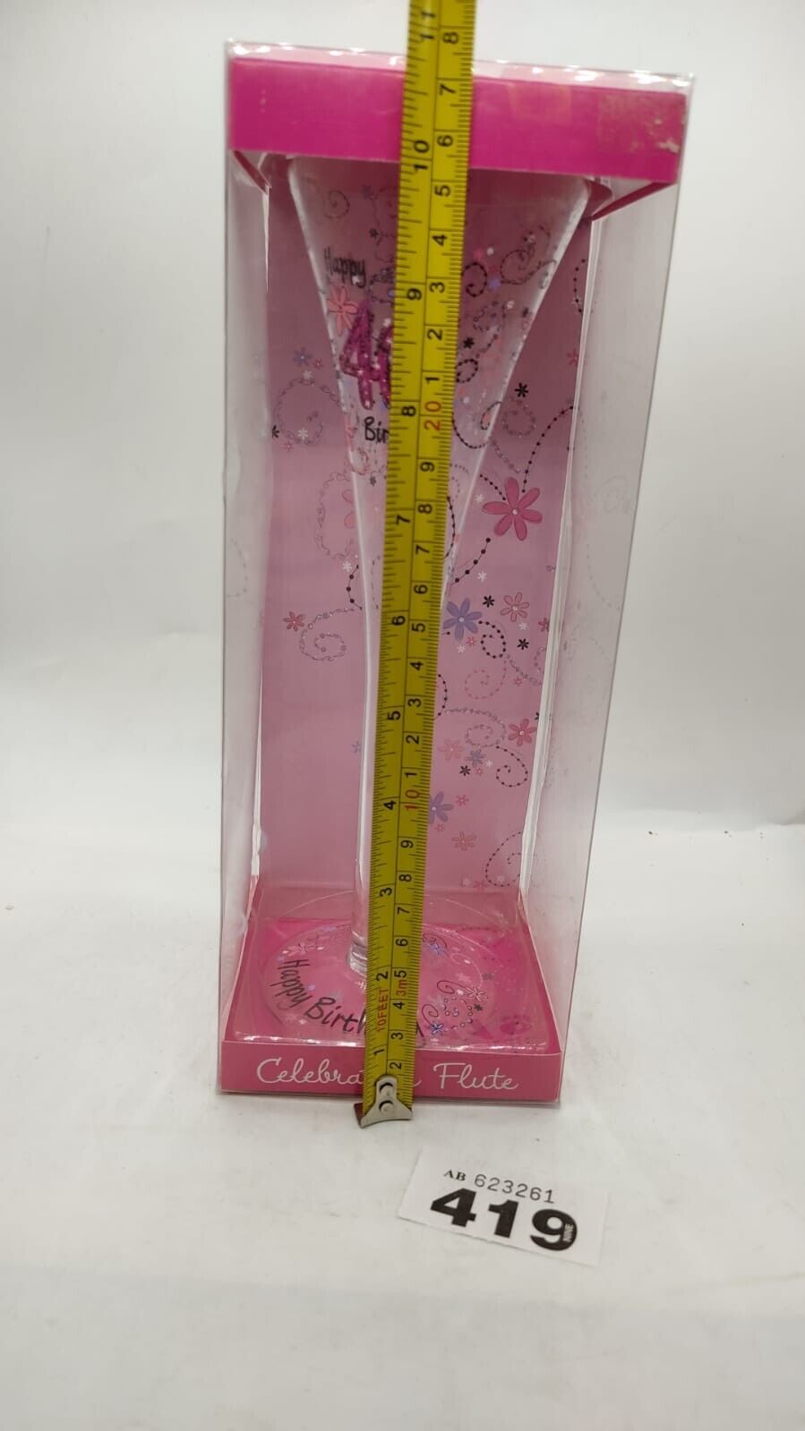 Happy 40th Birthday Celebration Champagne Flute, Glass Gift - New Boxed