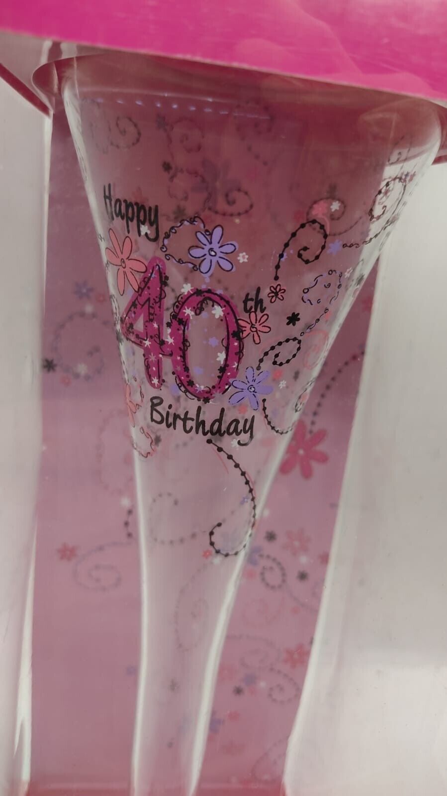 Happy 40th Birthday Celebration Champagne Flute, Glass Gift - New Boxed