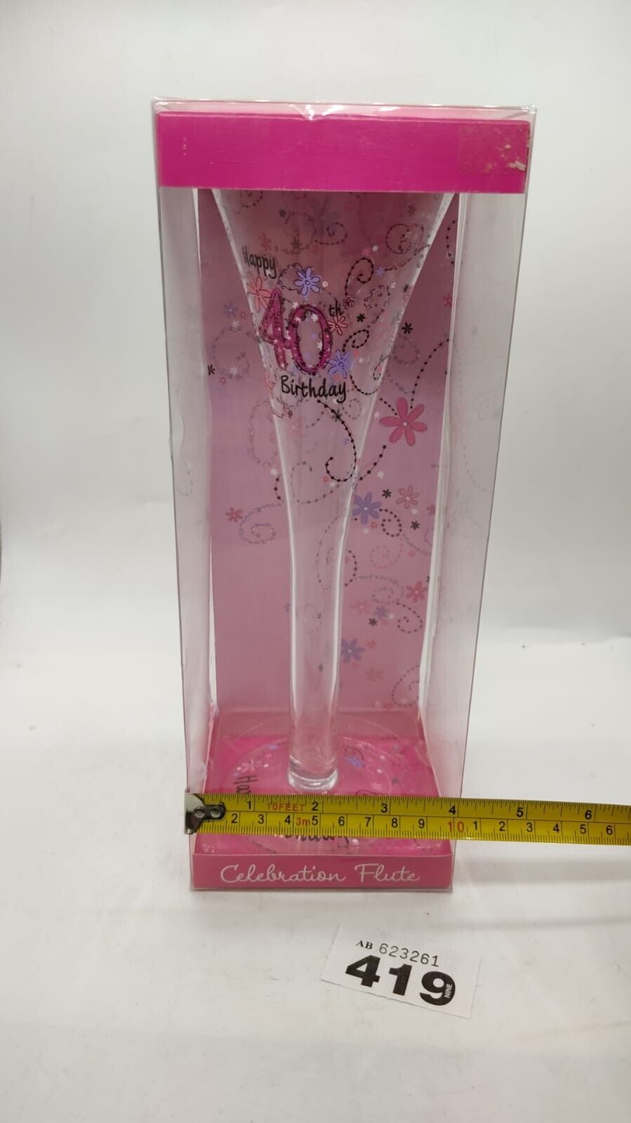 Happy 40th Birthday Celebration Champagne Flute, Glass Gift - New Boxed