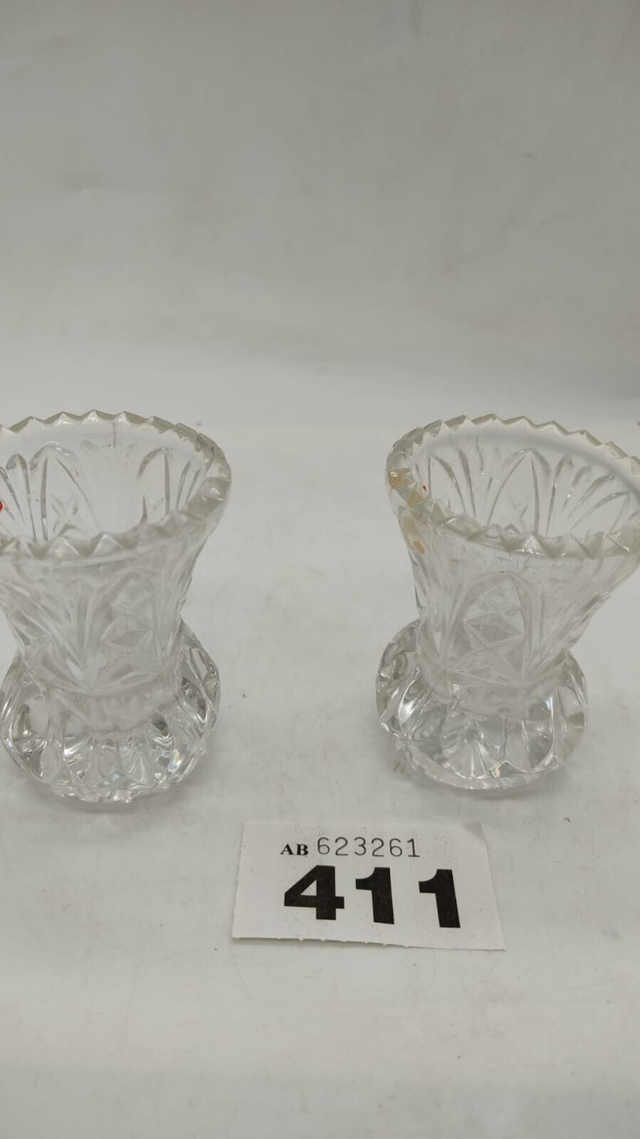 Pair of Small Crystal Vase Kristal Zajecar - Made in Yugoslavia, 24% Lead