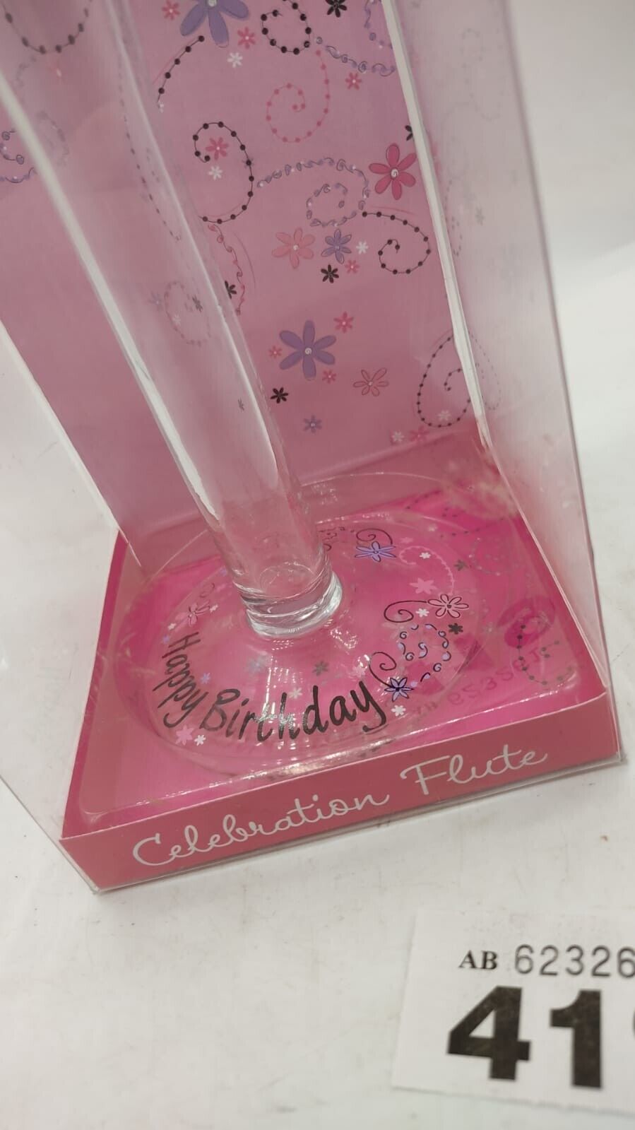 Happy 40th Birthday Celebration Champagne Flute, Glass Gift - New Boxed