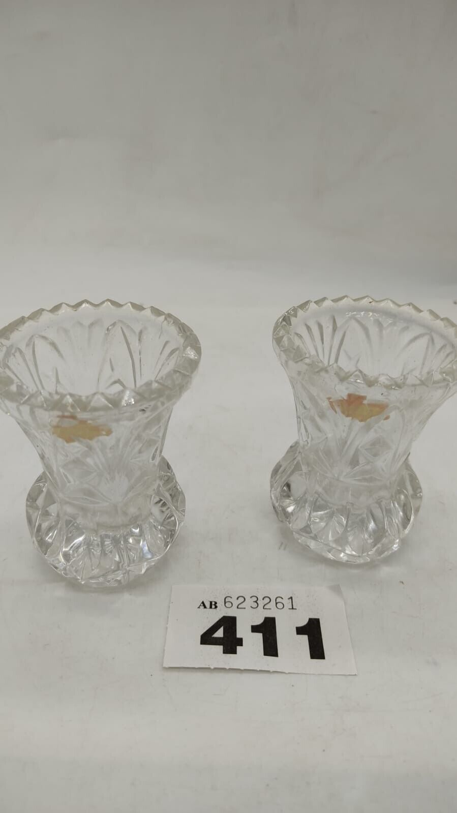 Pair of Small Crystal Vase Kristal Zajecar - Made in Yugoslavia, 24% Lead