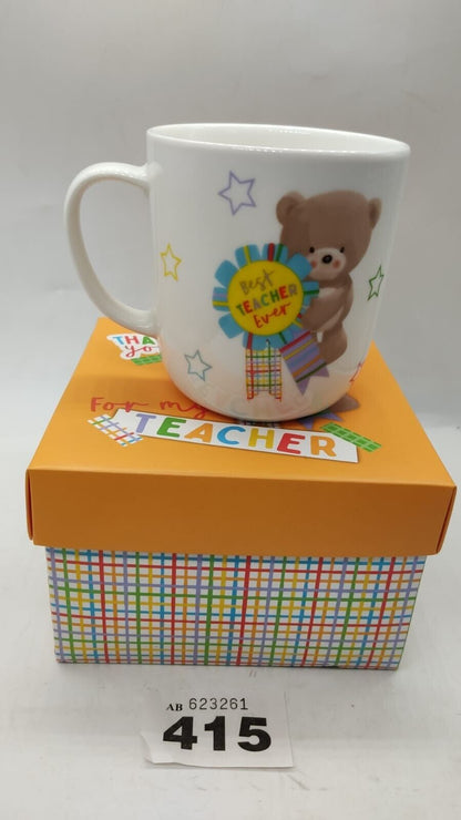 Best Teacher Ever Hugs Bear Mug in Presentation Box