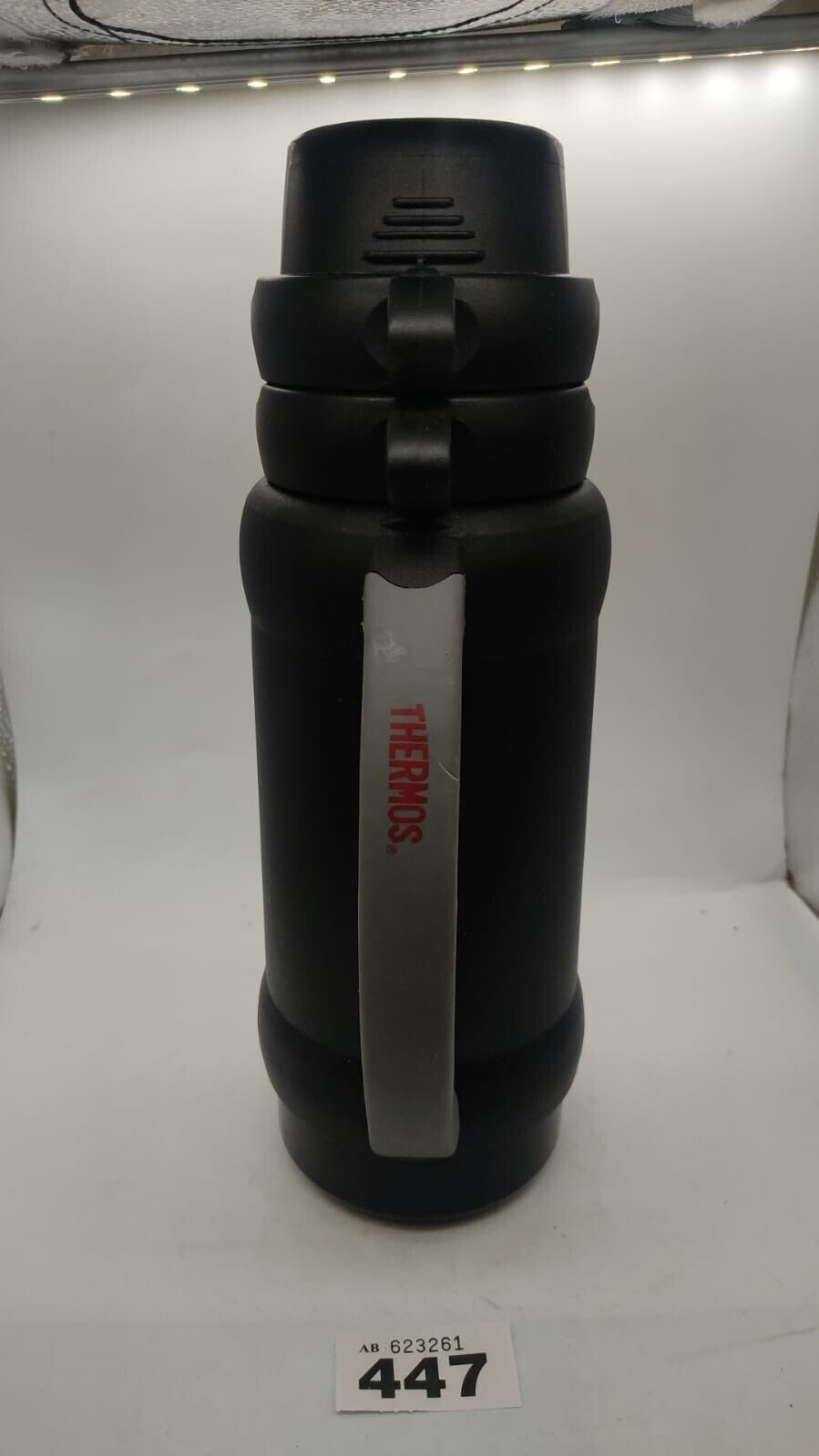 Thermos Model 32-34-100 E1 2 Cups 1L Glass Liner Handheld Thermos - Black