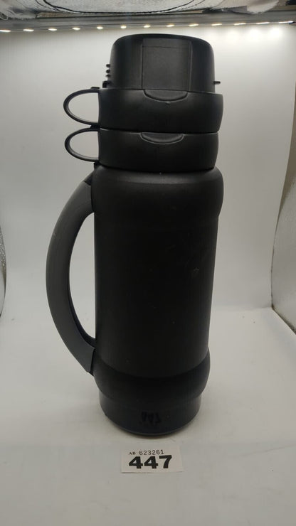 Thermos Model 32-34-100 E1 2 Cups 1L Glass Liner Handheld Thermos - Black