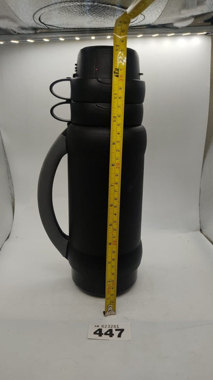 Thermos Model 32-34-100 E1 2 Cups 1L Glass Liner Handheld Thermos - Black