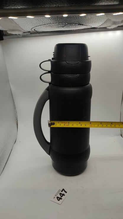 Thermos Model 32-34-100 E1 2 Cups 1L Glass Liner Handheld Thermos - Black