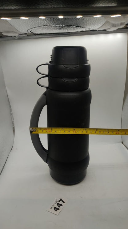 Thermos Model 32-34-100 E1 2 Cups 1L Glass Liner Handheld Thermos - Black