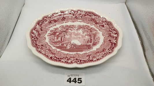 Mason's Ironstone Vista England Pink Oval Serving Plate, Vintage