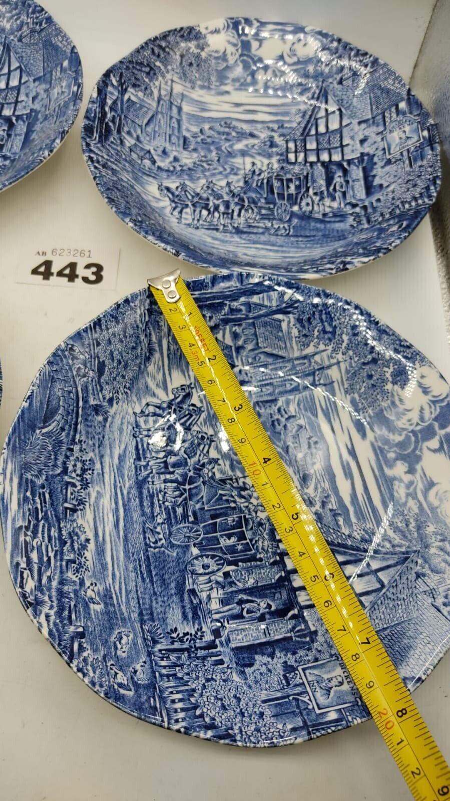 4 Pcs Set Dickens Coaching Days, Kensington Staffordshire Ironstone, Blue Bowls