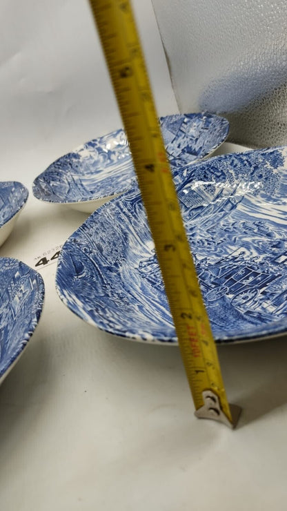 4 Pcs Set Dickens Coaching Days, Kensington Staffordshire Ironstone, Blue Bowls