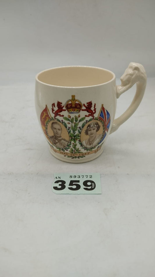 George VI and Elizabeth Coronation Mug lion Handle Made in England Herbert Goode