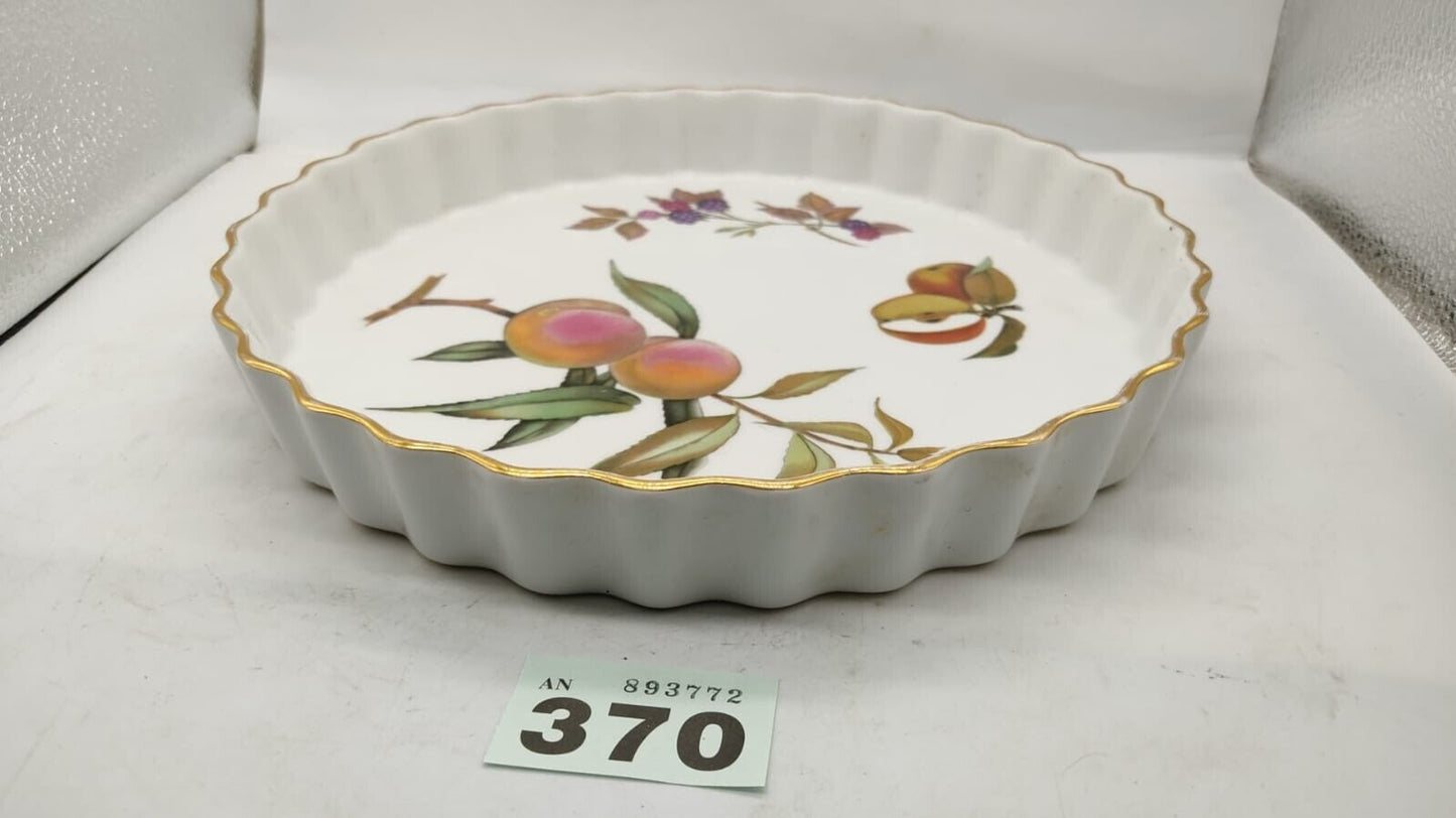 Antique Royal Worcester Large Flan Dish Fine Porcelain Evesham Fruits Pattern