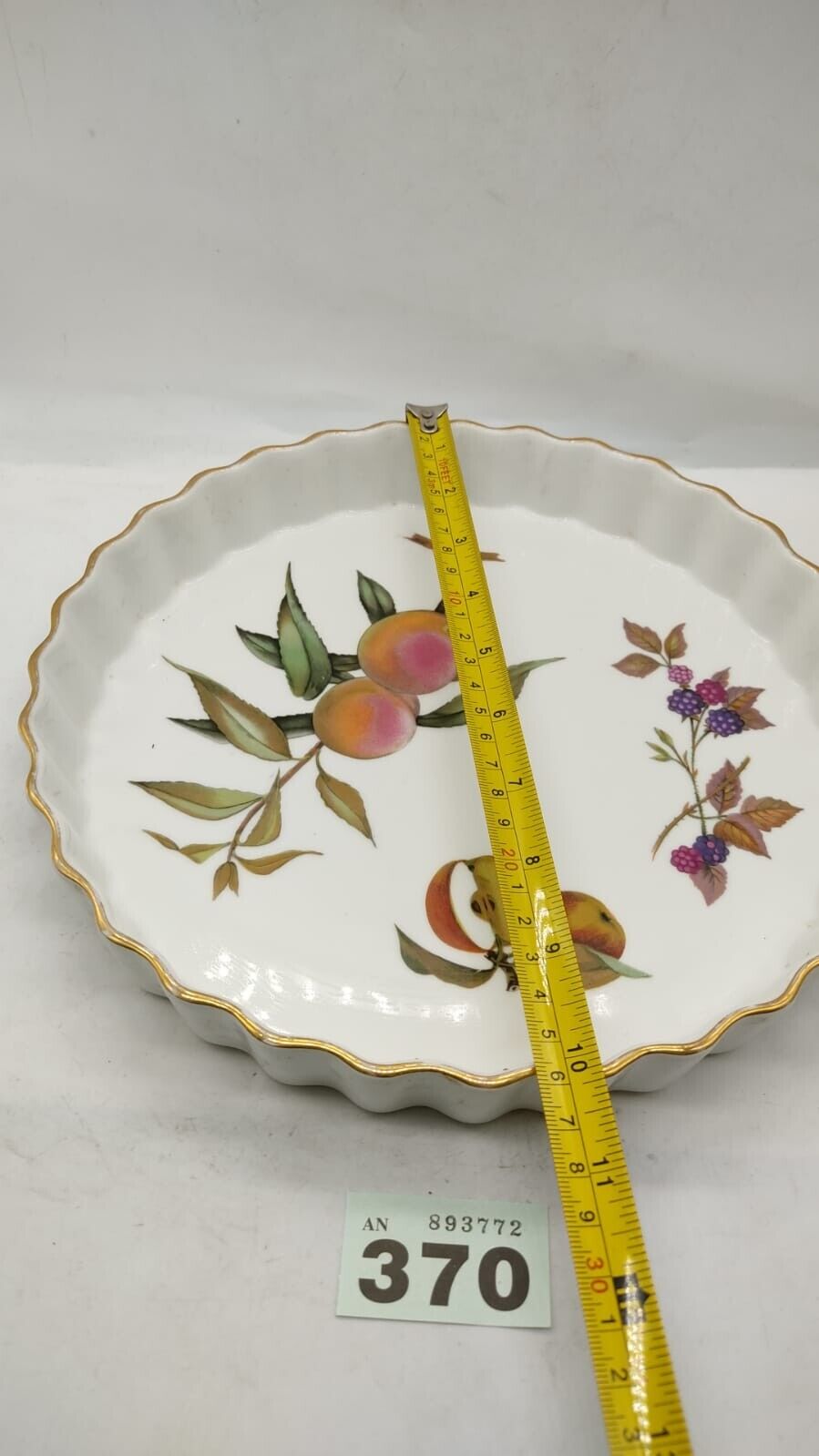 Antique Royal Worcester Large Flan Dish Fine Porcelain Evesham Fruits Pattern