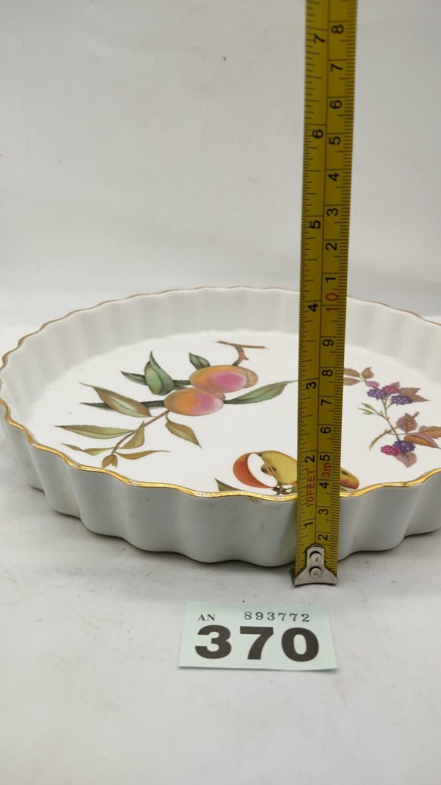 Antique Royal Worcester Large Flan Dish Fine Porcelain Evesham Fruits Pattern