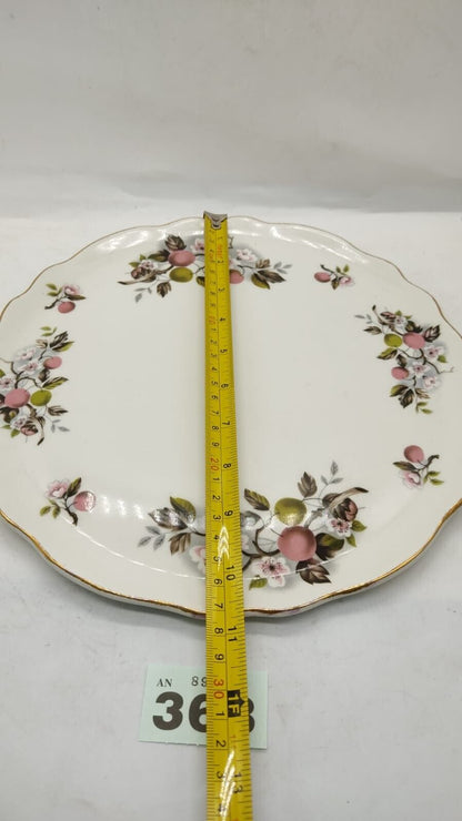 Vintage Old Foley James Kent Old Foley Apple Blossom Cake Plate White Gold Trim