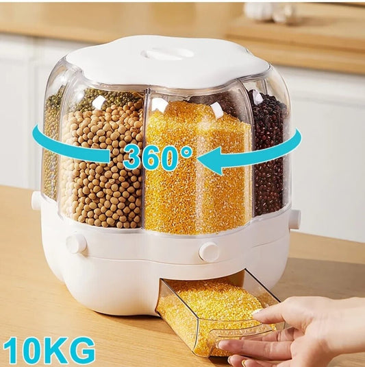 Rotatable sealed Food Storage Container Grain Cereal Dispenser Rice Container