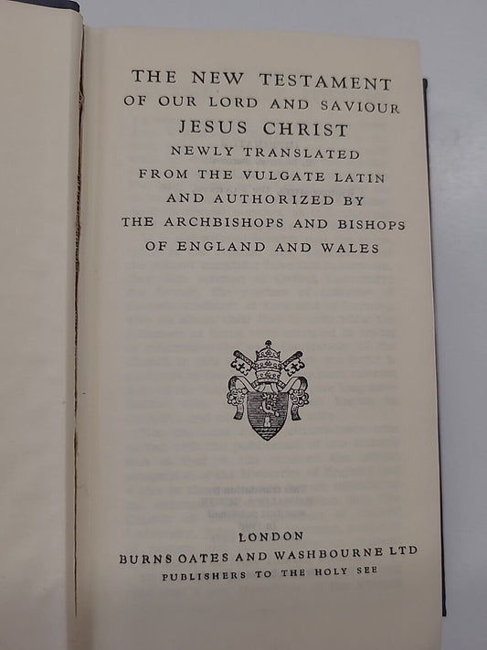 Old 1953 Edition THE NEW TESTAMENT Burns Oates & Washbourne