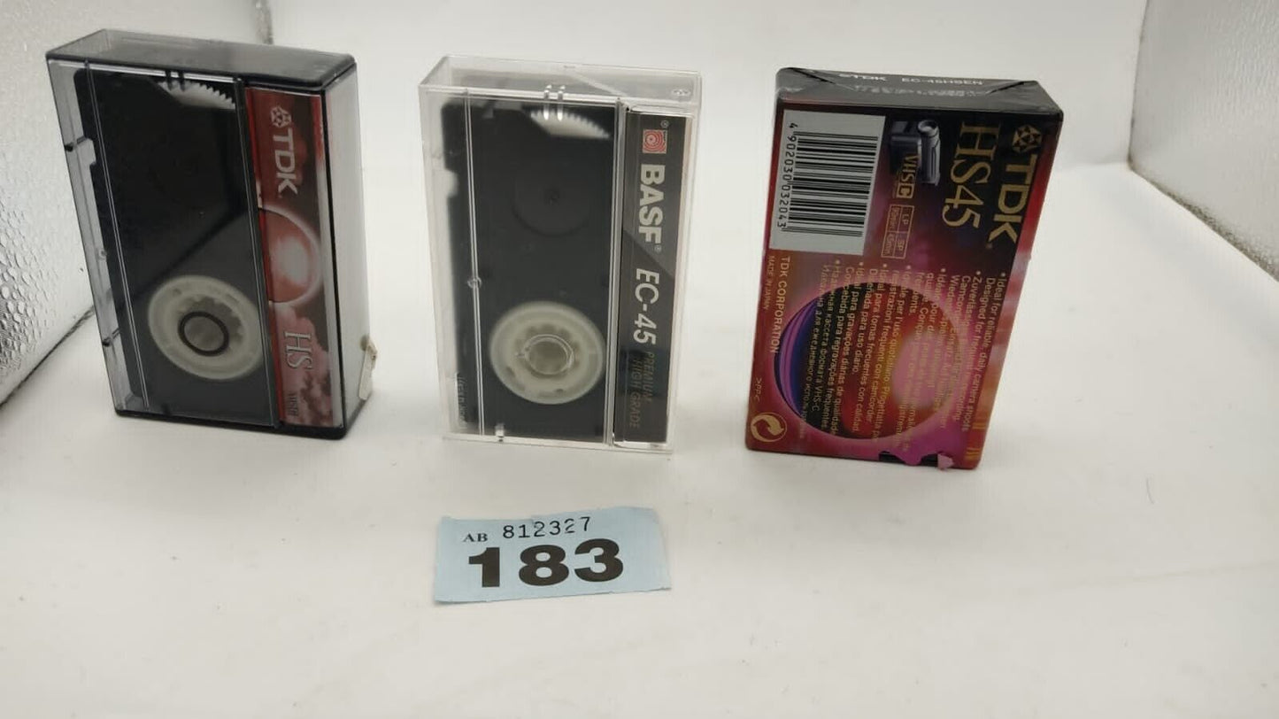 Joblot of 3 VHSC High Quality Camcorder Tapes. One Sealed 2 Open.