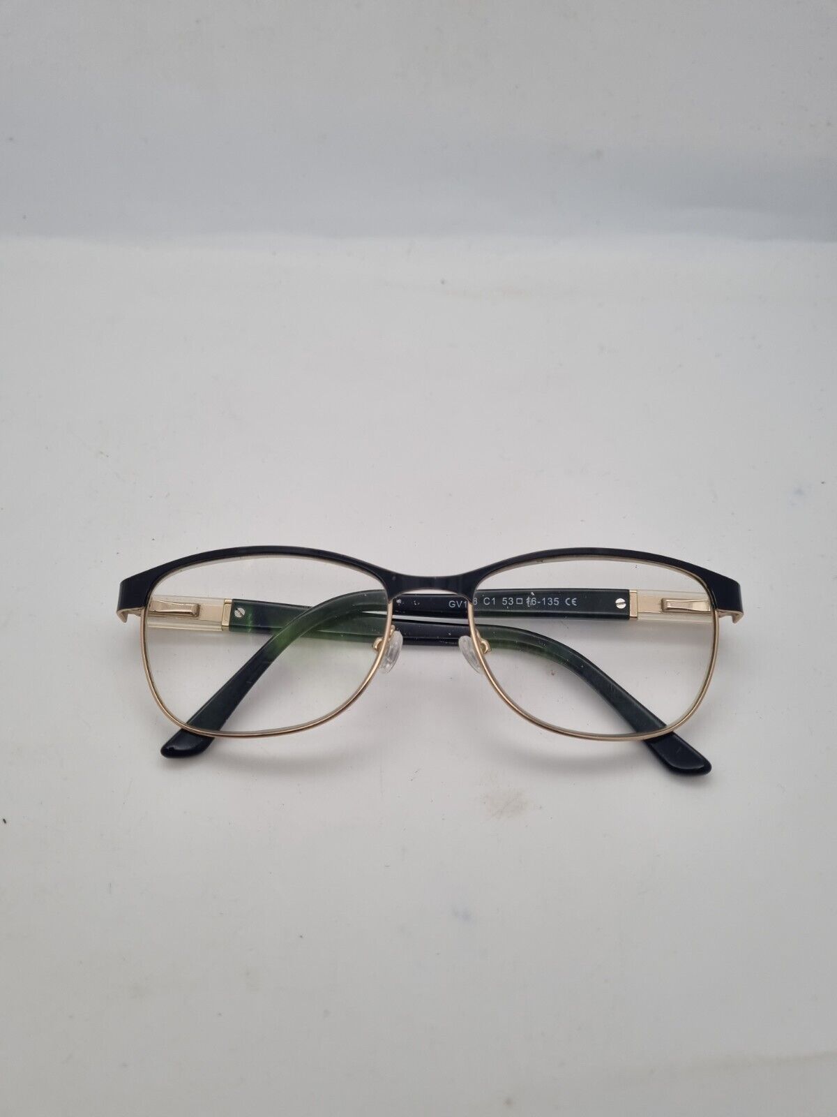 RARE Genesis Vision GV1078 C1 GLASSES FRAMES BLACK GOLD ROUND FULL FRAME