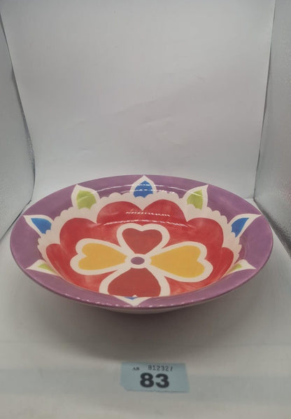 Whittard of Chelsea Fruit Bowl Serving Bowl, Flower Design 12" Large Dish