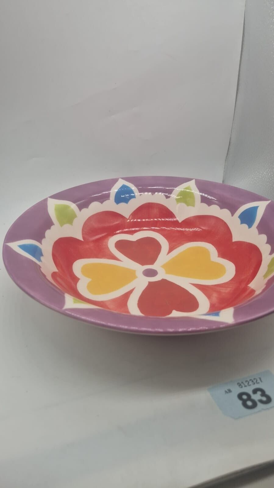 Whittard of Chelsea Fruit Bowl Serving Bowl, Flower Design 12" Large Dish