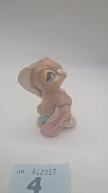 Totty Pendelfin Rabbit Hand Painted Stoneware Pottery Ornament Vintage