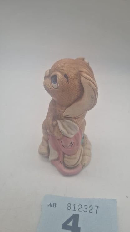 Totty Pendelfin Rabbit Hand Painted Stoneware Pottery Ornament Vintage