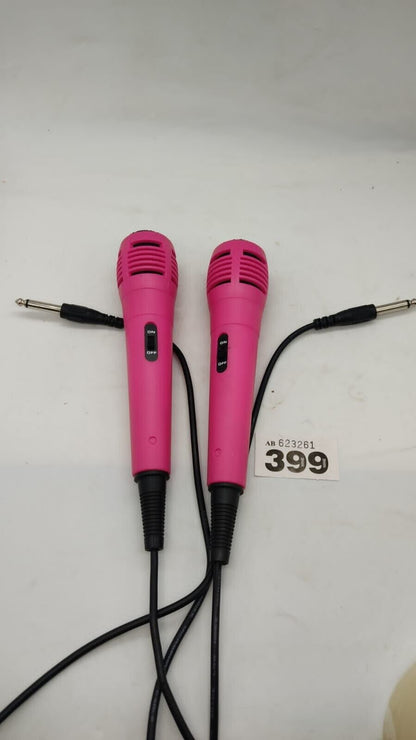 Pair of Girls Microphones, Pink Karaoke Singing Home Music - Tested Working