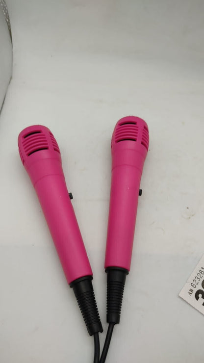 Pair of Girls Microphones, Pink Karaoke Singing Home Music - Tested Working