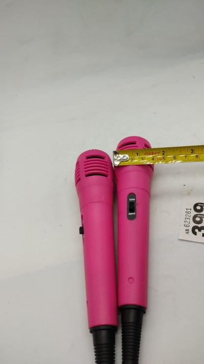 Pair of Girls Microphones, Pink Karaoke Singing Home Music - Tested Working