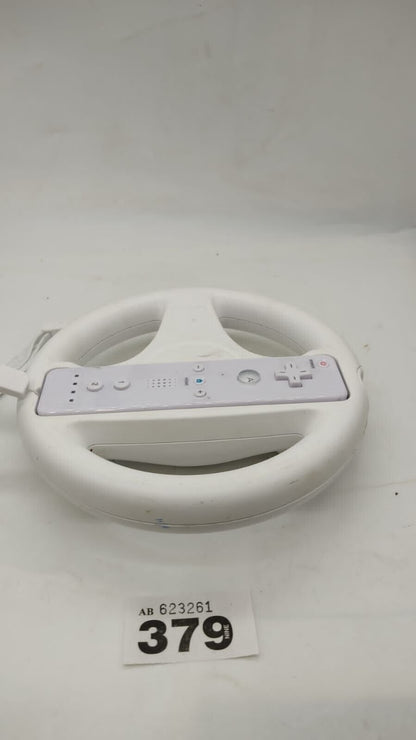 Nintendo Wii OEM Controller Remote & Mario Kart Racing Steering Wheel White