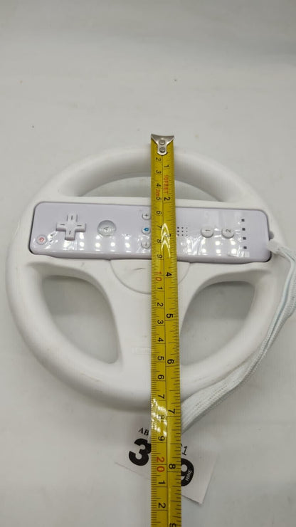 Nintendo Wii OEM Controller Remote & Mario Kart Racing Steering Wheel White