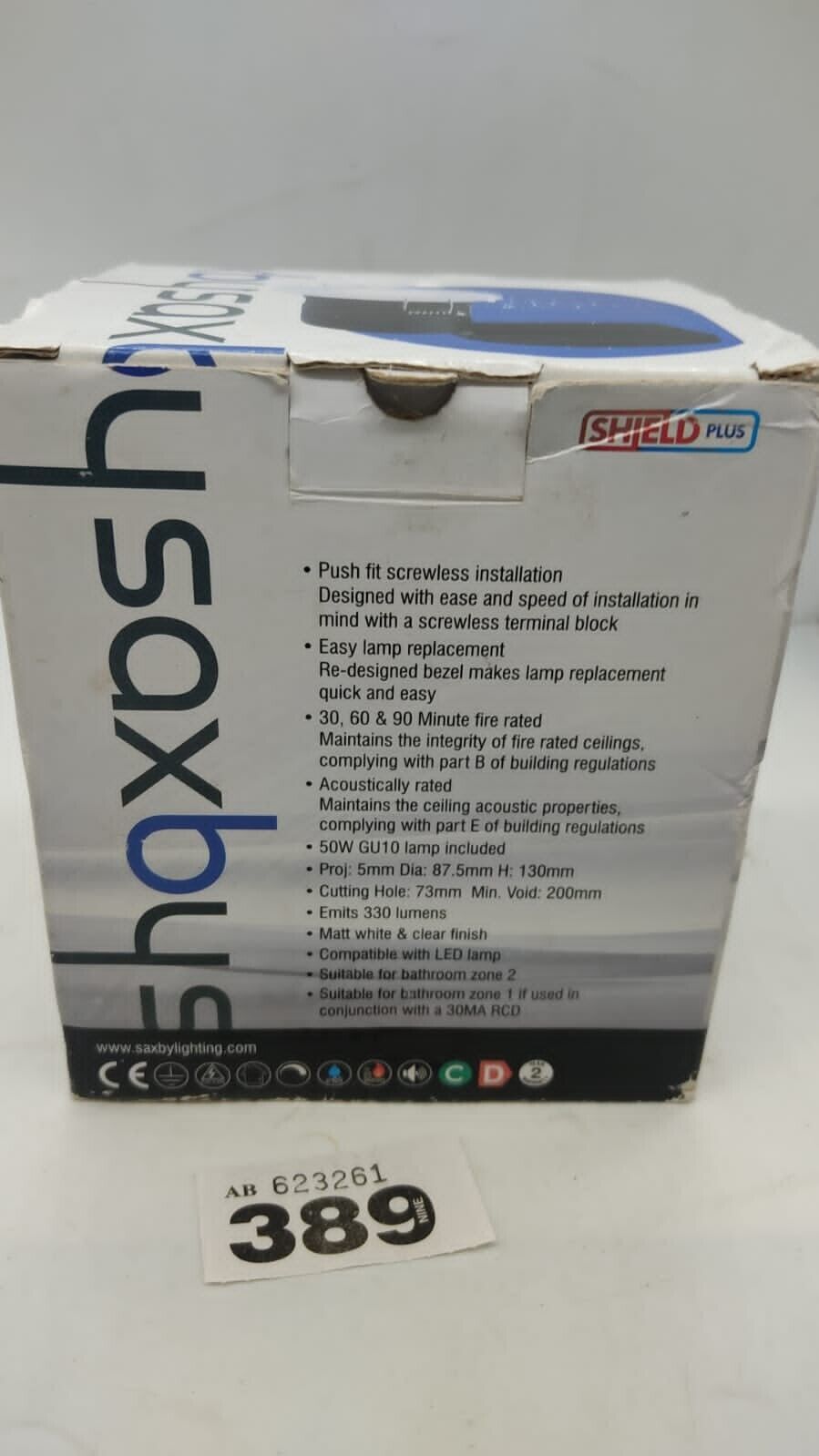 Saxby 50W Shieldplus MV IP65 Recessed Fixed Fire Rated Downlight Spotlights