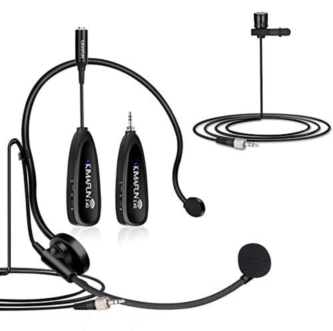 KINAFUN Wireless Headset Microphone 2.4g Wireless Headset Lavalier Lapel Mics