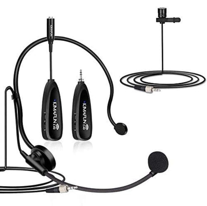 KINAFUN Wireless Headset Microphone 2.4g Wireless Headset Lavalier Lapel Mics